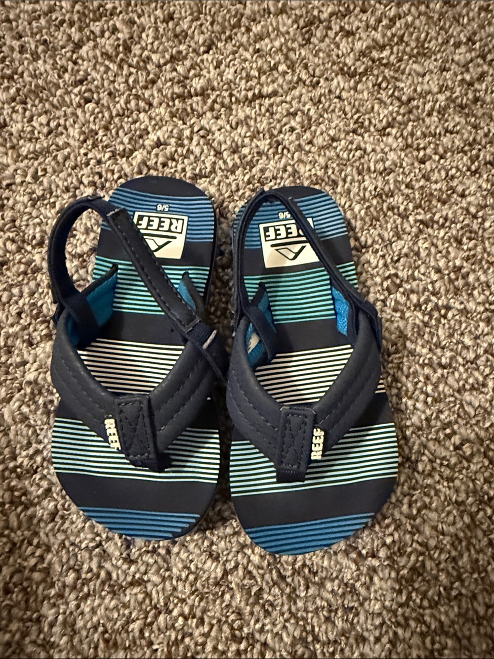 Reef Kids Navy & Teal Striped Flip-Flop Sandals